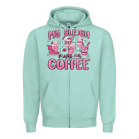 Seafoam my sleigh runs on coffee Zipper Hoodie - MaliasSmallBusiness