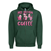 Sports Green my sleigh runs on coffee Zipper Hoodie - MaliasSmallBusiness