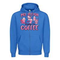 True Royal my sleigh runs on coffee Zipper Hoodie - MaliasSmallBusiness