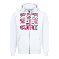 White my sleigh runs on coffee Zipper Hoodie - MaliasSmallBusiness