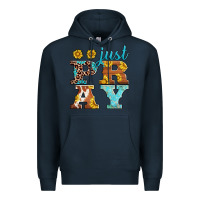 Navy just pray western sunflowers Premium Hoodie - AdoDesignShop