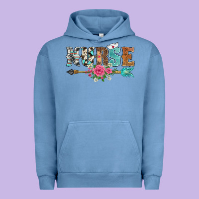 Western Nurse Arrow Floral Urban Hoodie Designed By Barkaloodesign