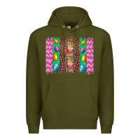 Army Green easter leopard egg bunny brush stroke Premium Hoodie - Artiststas