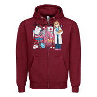 Burgundy stay healthy nurse Zipper Hoodie - MaliasSmallBusiness