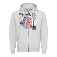 Dove Grey stay healthy nurse Zipper Hoodie - MaliasSmallBusiness