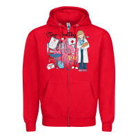 Red stay healthy nurse Zipper Hoodie - MaliasSmallBusiness