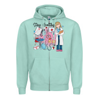 Seafoam stay healthy nurse Zipper Hoodie - MaliasSmallBusiness