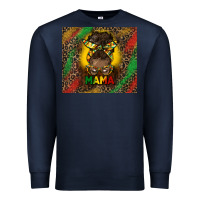 Navy juneteenth afro bun mama tumbler Premium Sweatshirt - HRA Design Shop