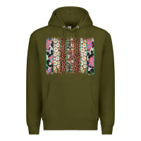 Army Green easter leopard cowhide bunny brush stroke Premium Hoodie - Artiststas