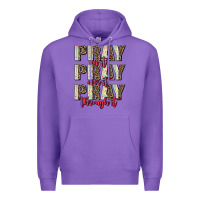 Purple pray on it pray over it pray through it Premium Hoodie - AdoDesignShop