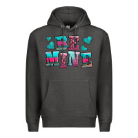 Charcoal Heather be mine western valentine's day no background Premium Hoodie - AdoDesignShop