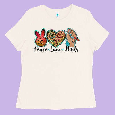 Peace Love Nails Ladies Tee Designed By Barkaloodesign