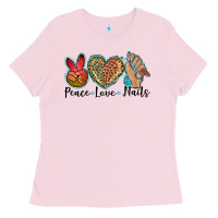 Bubblegum Pink peace love nails Ladies Tee - BarkalooDesign