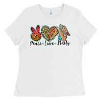 White peace love nails Ladies Tee - BarkalooDesign