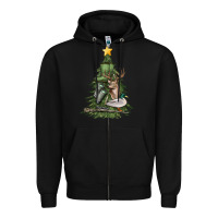Black hunting christmas tree Zipper Hoodie - MaliasSmallBusiness