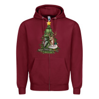 Burgundy hunting christmas tree Zipper Hoodie - MaliasSmallBusiness