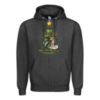 Charcoal Heather hunting christmas tree Zipper Hoodie - MaliasSmallBusiness