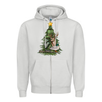 Dove Grey hunting christmas tree Zipper Hoodie - MaliasSmallBusiness