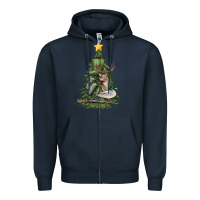 Navy hunting christmas tree Zipper Hoodie - MaliasSmallBusiness