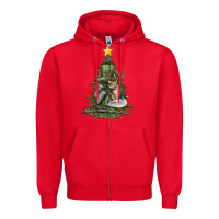 Red hunting christmas tree Zipper Hoodie - MaliasSmallBusiness