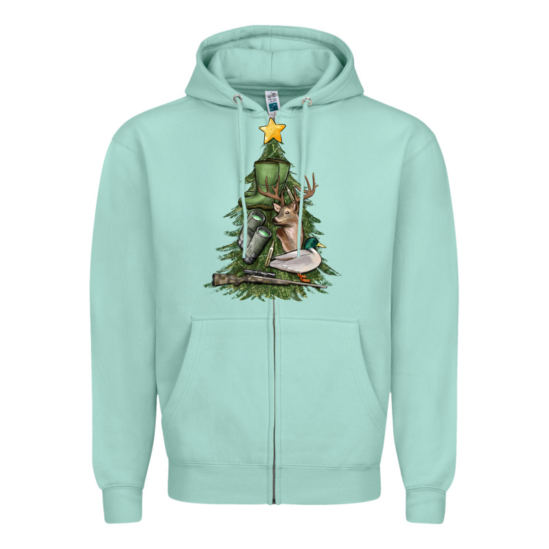 Hunting Christmas Tree Zipper Hoodie by MaliasSmallBusiness | Teevron