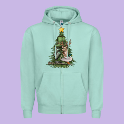 Zipper Hoodie hunting christmas tree