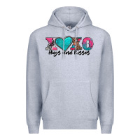 Heather Grey xoxo hugs and kisses valentines day Premium Hoodie - AdoDesignShop