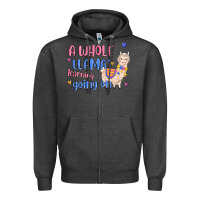 Charcoal Heather a whole llama learning going on Zipper Hoodie - MaliasSmallBusiness