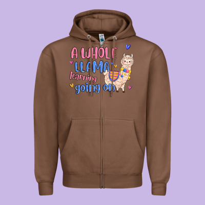 Zipper Hoodie a whole llama learning going on