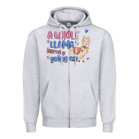 Heather Grey a whole llama learning going on Zipper Hoodie - MaliasSmallBusiness