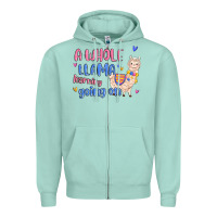 Seafoam a whole llama learning going on Zipper Hoodie - MaliasSmallBusiness