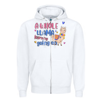 White a whole llama learning going on Zipper Hoodie - MaliasSmallBusiness