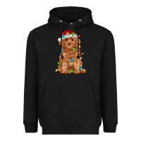 Black toy poodle with christmas lights Heavyweight Hoodie - RanaPortraitStore