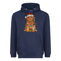 Navy toy poodle with christmas lights Heavyweight Hoodie - RanaPortraitStore