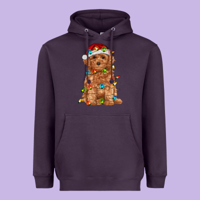 Toy Poodle With Christmas Lights Heavyweight Hoodie Designed By Ranaportraitstore