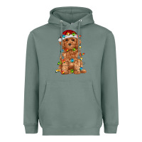 Sage toy poodle with christmas lights Heavyweight Hoodie - RanaPortraitStore