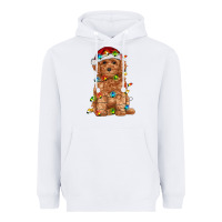 White toy poodle with christmas lights Heavyweight Hoodie - RanaPortraitStore