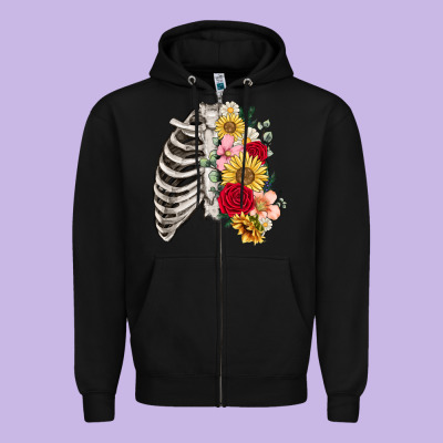 Zipper Hoodie floral ribcage