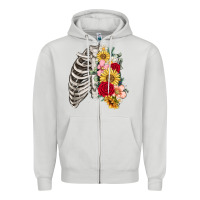 Dove Grey floral ribcage Zipper Hoodie - MaliasSmallBusiness