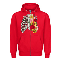 Red floral ribcage Zipper Hoodie - MaliasSmallBusiness