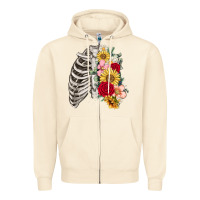 Sandshell floral ribcage Zipper Hoodie - MaliasSmallBusiness