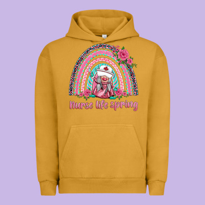 Nurse Life Spring Rainbow Urban Hoodie Designed By Barkaloodesign