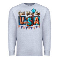 Heather Grey God bless the USA 4th of july Premium Sweatshirt - CowGirlArtShop