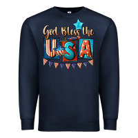 Navy God bless the USA 4th of july Premium Sweatshirt - CowGirlArtShop
