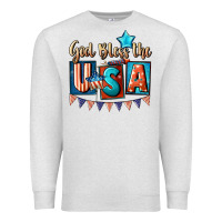 Oatmeal Heather God bless the USA 4th of july Premium Sweatshirt - CowGirlArtShop