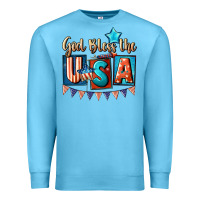 Ocean Blue God bless the USA 4th of july Premium Sweatshirt - CowGirlArtShop