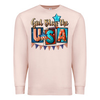 Pale Pink God bless the USA 4th of july Premium Sweatshirt - CowGirlArtShop