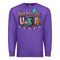 Purple God bless the USA 4th of july Premium Sweatshirt - CowGirlArtShop
