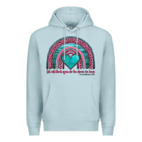 Blue Mist valentine's day rainbow let all that you do be done in love 1 corinthi Premium Hoodie - AdoDesignShop