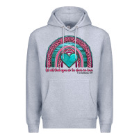 Heather Grey valentine's day rainbow let all that you do be done in love 1 corinthi Premium Hoodie - AdoDesignShop